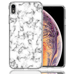 Apple iPhone XR White Grey Marble Design Double Layer Phone Case Cover