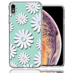 Apple iPhone XR White Teal Daisies Design Double Layer Phone Case Cover