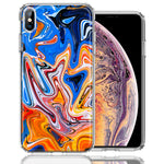 Apple iPhone XS/X Blue Orange Abstract Design Double Layer Phone Case Cover