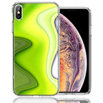Apple iPhone XS Max Green White Abstract Design Double Layer Phone Case Cover