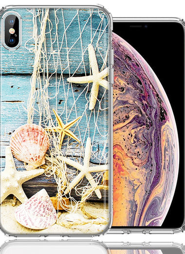 Apple iPhone XS/X Starfish Net Design Double Layer Phone Case Cover