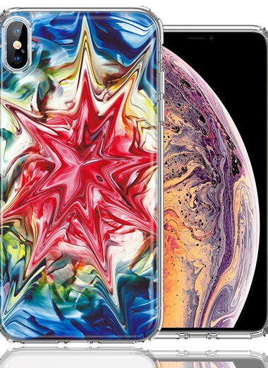 Apple iPhone XS/X Tie Dye Abstract Design Double Layer Phone Case Cover