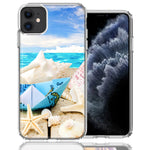 Apple iPhone 12 Beach Paper Boat Design Double Layer Phone Case Cover