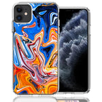 Apple iPhone 11 Blue Orange Abstract Design Double Layer Phone Case Cover