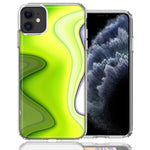 Apple iPhone 11 Green White Abstract Design Double Layer Phone Case Cover