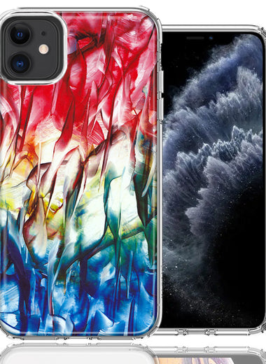 Apple iPhone 12 Land Sea Abstract Design Double Layer Phone Case Cover