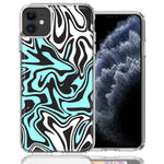 Apple iPhone 12 Mini Mint Black Abstract Design Double Layer Phone Case Cover