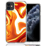 Apple iPhone 12 Orange White Abstract Design Double Layer Phone Case Cover