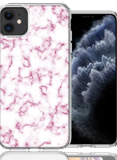 Apple iPhone 12 Pink Marble Design Double Layer Phone Case Cover