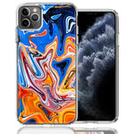 Apple iPhone 12 Pro 6.1" Blue Orange Abstract Design Double Layer Phone Case Cover