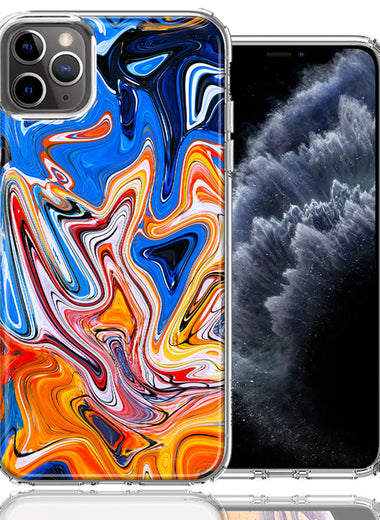 Apple iPhone 12 Pro Max Blue Orange Abstract Design Double Layer Phone Case Cover