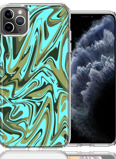 Apple iPhone 12 Pro 6.1" Blue Green Abstract Design Double Layer Phone Case Cover