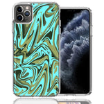 Apple iPhone 11 Pro Max Blue Green Abstract Design Double Layer Phone Case Cover