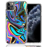 Apple iPhone 11 Pro Blue Paint Swirl Design Double Layer Phone Case Cover