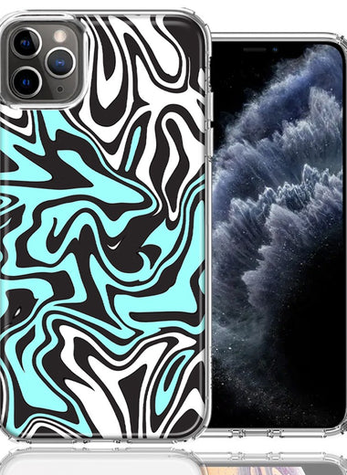 Apple iPhone 12 Pro 6.1" Mint Black Abstract Design Double Layer Phone Case Cover