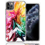 Apple iPhone 11 Pro Rainbow Flower Abstract Design Double Layer Phone Case Cover
