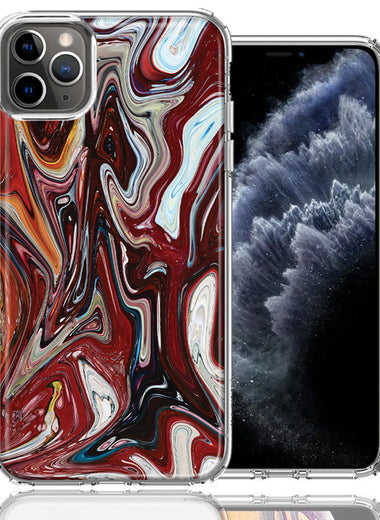Apple iPhone 11 Pro Red White Abstract Design Double Layer Phone Case Cover