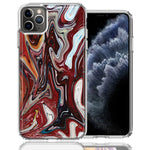 Apple iPhone 11 Pro Max Red White Abstract Design Double Layer Phone Case Cover