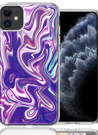 Apple iPhone 12 Purple Paint Swirl  Design Double Layer Phone Case Cover