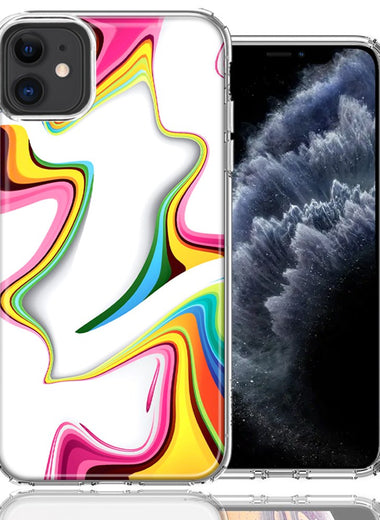 Apple iPhone 12 Rainbow Abstract Design Double Layer Phone Case Cover