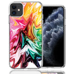 Apple iPhone 11 Rainbow Flower Abstract Design Double Layer Phone Case Cover