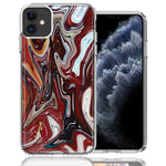 Apple iPhone 12 Mini Red White Abstract Design Double Layer Phone Case Cover