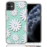 Apple iPhone 11 White Teal Daisies Design Double Layer Phone Case Cover