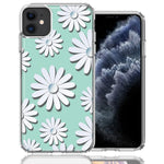 Apple iPhone 12 White Teal Daisies Design Double Layer Phone Case Cover