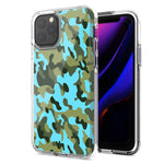 Apple iPhone 12 Blue Green Camo Design Double Layer Phone Case Cover
