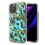 Apple iPhone 12 Mini Blue Green Camo Design Double Layer Phone Case Cover