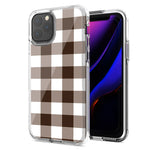 Apple iPhone 12 Brown Plaid Design Double Layer Phone Case Cover