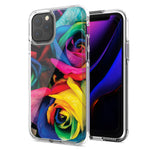 Apple iPhone 12 Pro Max Colorful Roses Design Double Layer Phone Case Cover