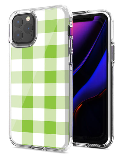 Apple iPhone 12 Pro Max Green Plaid Design Double Layer Phone Case Cover
