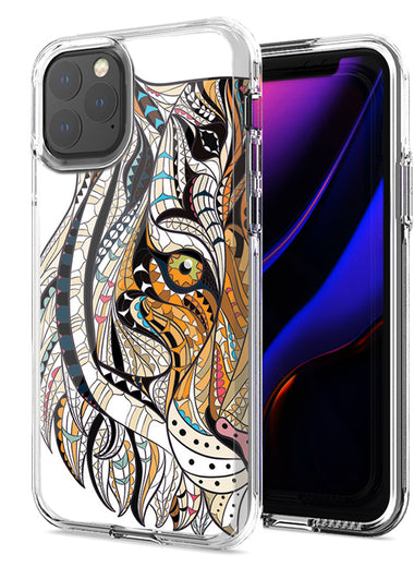Apple iPhone 12 Mosaic Tiger Face Design Double Layer Phone Case Cover