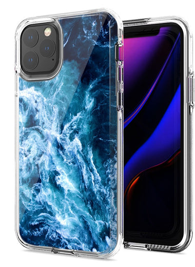 Apple iPhone 12 Deep Blue Ocean Waves Design Double Layer Phone Case Cover
