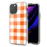 Apple iPhone 12 Orange Plaid Design Double Layer Phone Case Cover