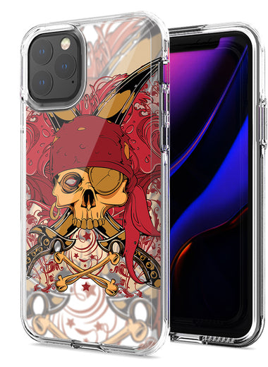 Apple iPhone 12 Pro 6.1" Red Pirate Skull Design Double Layer Phone Case Cover