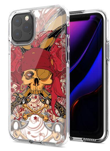 Apple iPhone 12 Red Pirate Skull Design Double Layer Phone Case Cover