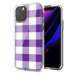 Apple iPhone 12 Purple Plaid Design Double Layer Phone Case Cover