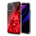 Apple iPhone 12 Red Flaming Skull Design Double Layer Phone Case Cover