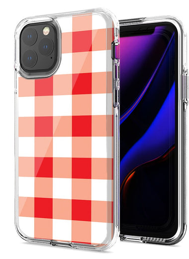 Apple iPhone 12 Red Plaid Design Double Layer Phone Case Cover