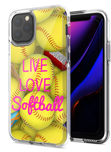 Apple iPhone 12 Love Softball Design Double Layer Phone Case Cover