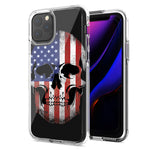Apple iPhone 12 US Flag Skull Double Layer Phone Case Cover