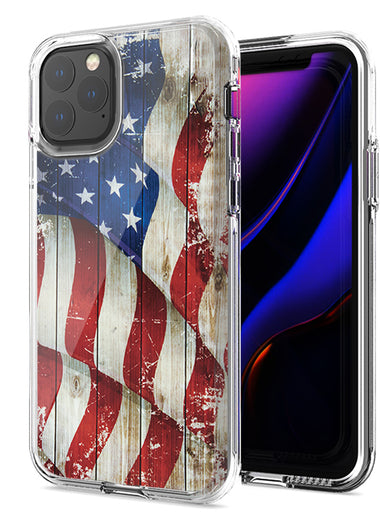 Apple iPhone 12 Pro 6.1" Vintage American Flag Design Double Layer Phone Case Cover