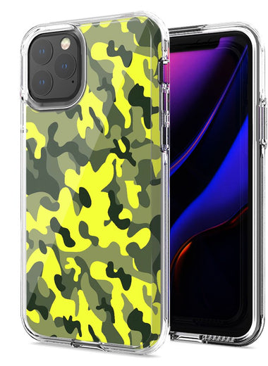 Apple iPhone 12 Pro 6.1" Yellow Green Camo Design Double Layer Phone Case Cover