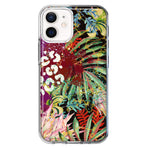 Apple iPhone 12 Leopard Tropical Flowers Vacation Dreams Hibiscus Floral Hybrid Protective Phone Case Cover