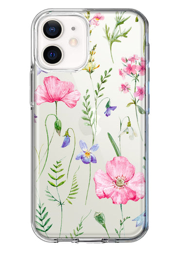 Apple iPhone 12 Mini Spring Pastel Wild Flowers Summer Classy Elegant Beautiful Hybrid Protective Phone Case Cover