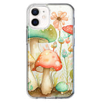 Apple iPhone 12 Fairytale Watercolor Mushrooms Pastel Spring Flowers Floral Hybrid Protective Phone Case Cover