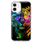 Apple iPhone 12 Mini Neon Rainbow Swag Tiger Hybrid Protective Phone Case Cover