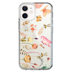 Apple iPhone 12 Peach Meadow Wildflowers Butterflies Bees Watercolor Floral Hybrid Protective Phone Case Cover